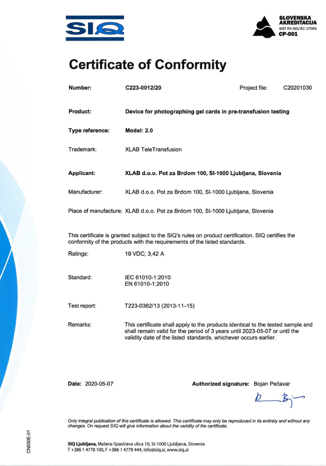 SIQ certifikat IEC in EN do 2023